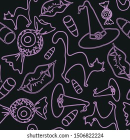 Halloween neon violet seamless pattern
