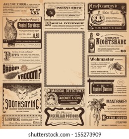 Halloween newspaper with classifieds and copyspace for your own text - perfect as a greeting card or party invitation