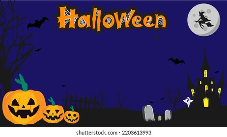 halloween night background banner  blue 