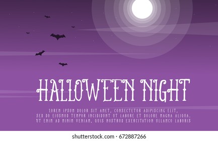 Halloween night background with bat