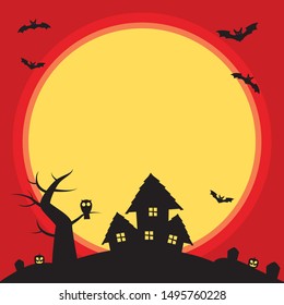Halloween night background with full Moon