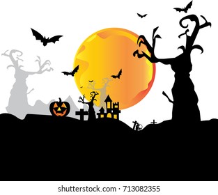 Halloween night background with full Moon, Halloween and the moon 