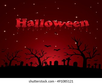 Halloween night background with full Moon,Vector illustration EPS10.