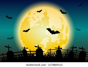 Halloween night background with graves, stock vector