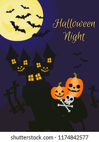 Halloween night background for greeting card or invitation.