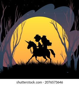 Halloween night background with illustration