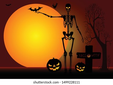 Halloween night background with pumpkin.