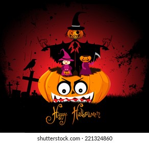 halloween night background with pumpkin