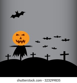 Halloween night background with pumpkin