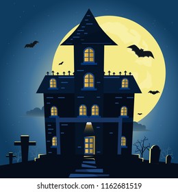 Haunted House On Top Hill Stock Vector (Royalty Free) 1758631475 ...