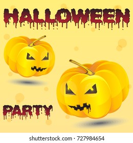 Halloween night background with pumpkin. Flyer or invitation template for Halloween party. Vector illustration