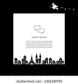 Halloween night background with pumpkin, ghost, haunted house and template