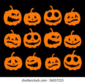 Halloween night background, pumpkins