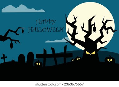 Halloween night background with pumpkins, bats and scary Halloween Night scenes,  SHOTLISTspooky