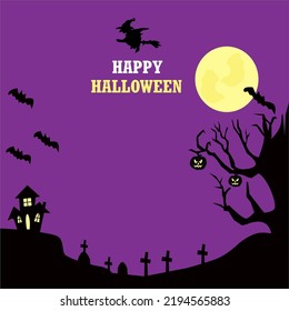 Halloween night background, pumpkins and dark castle. vector illustration.
