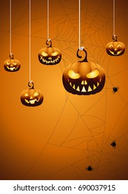 Halloween night background with pumpkin.Vector illustration.