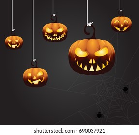 Halloween night background with pumpkin.Vector illustration.