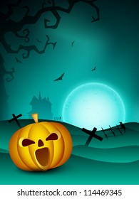 Halloween night background with scary pumpkins. EPS 10.