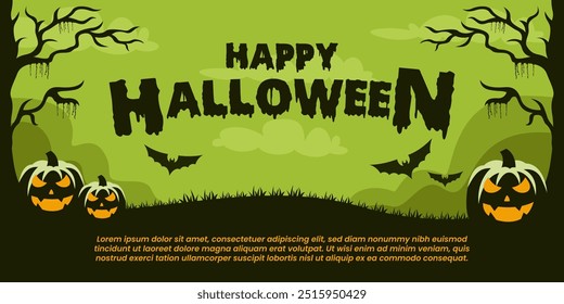 Halloween night background with spooky pumpkins. October 31 holiday evening promotional design