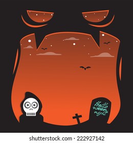 Halloween night - background - vector 