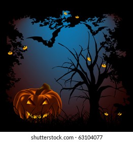 Halloween night. Halloween background vector.