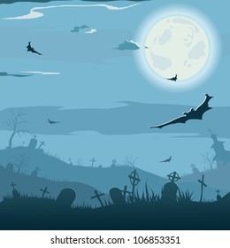 Halloween night background. Vector illustration