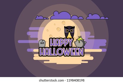 Halloween night background. Vector illustration.
