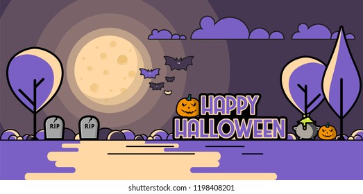 Halloween night background. Vector illustration.
