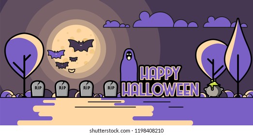 Halloween night background. Vector illustration.
