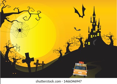   Halloween night background  Vector illustration