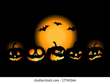 Halloween night background, vector illustration