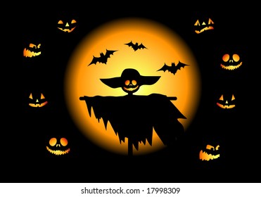 Halloween night background, vector illustration