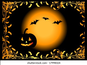Halloween night background, vector illustration