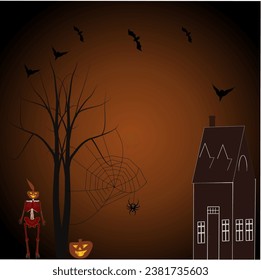 halloween night background, vector illustration