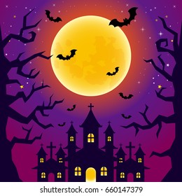 Halloween night background vector illustration