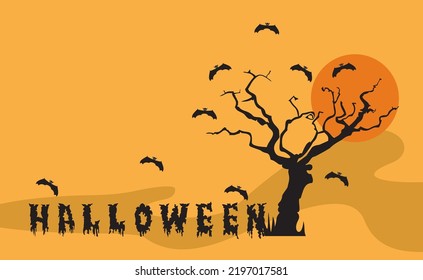 Fondo nocturno de Halloween. Volante o plantilla de invitación para la fiesta de Halloween. Ilustración vectorial.