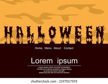 Fondo nocturno de Halloween. Volante o plantilla de invitación para la fiesta de Halloween. Ilustración vectorial.