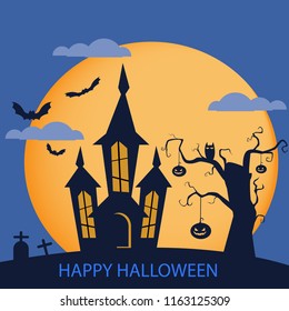 Halloween night background,Vector illustration.