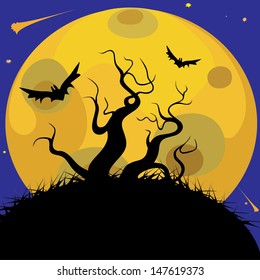 Halloween night and bats in the night