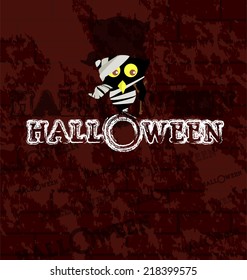 Halloween night, black castle on the moon background, bird