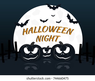 Halloween Night card. Vector illustration.