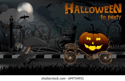 Halloween night cartoon vector.