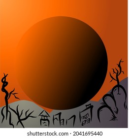 halloween night celebration orange moon illustration, orange moon vector
