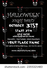 Halloween night celebration party flyer poster social media post design