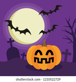 Halloween Night Concept Vector.