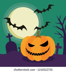 Halloween Night Concept Vector.