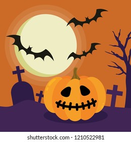 Halloween Night Concept Vector.