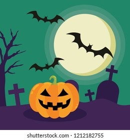 Halloween Night Concept Vector.