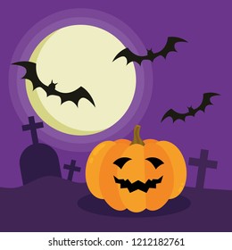 Halloween Night Concept Vector.