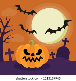 Halloween Night Concept Vector.